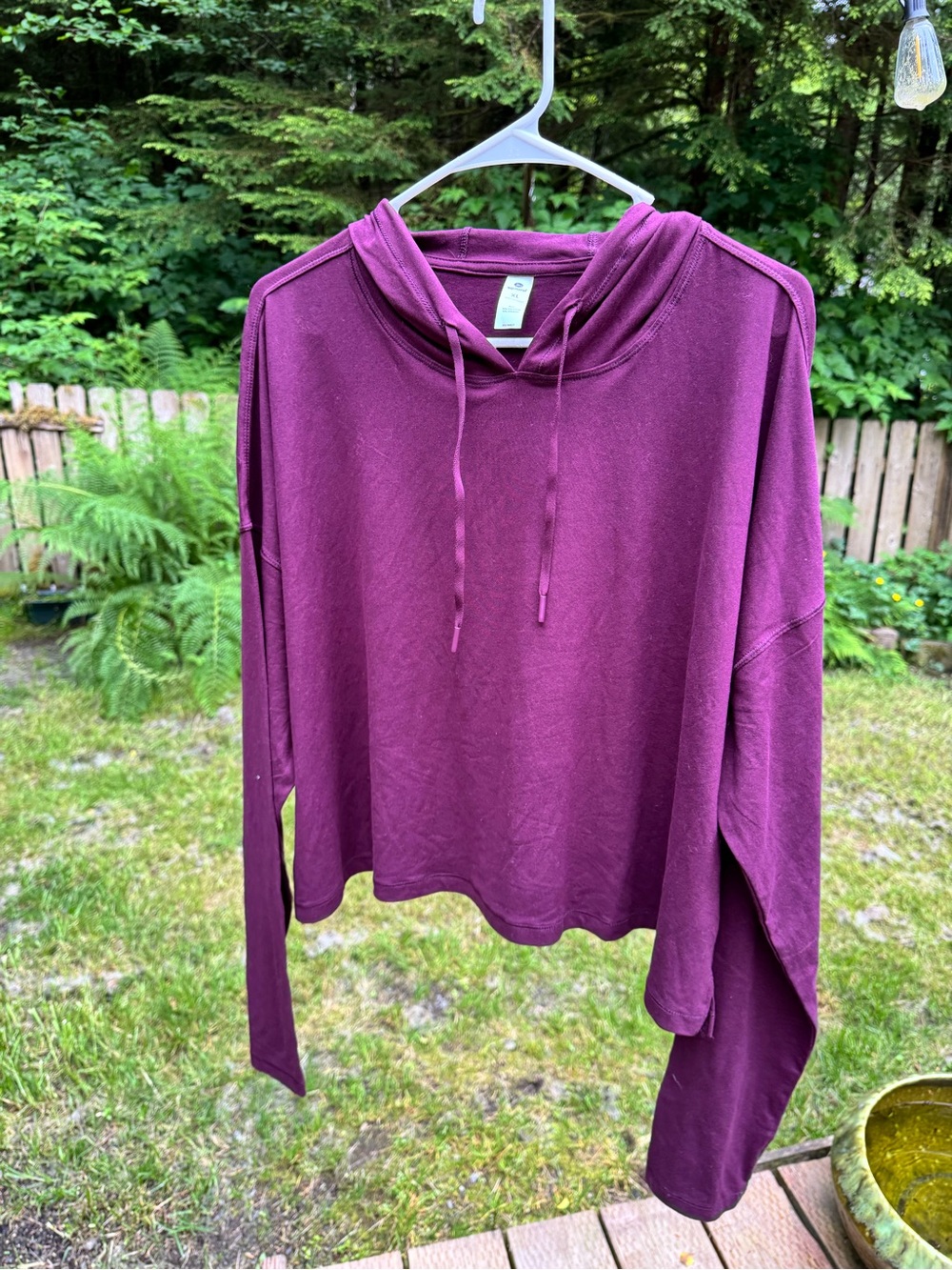 90 Degree By Reflex Plum Cropped Hoodie Pullover
